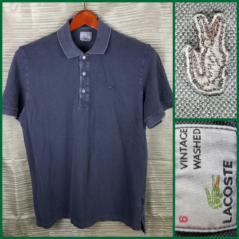 Lacoste Vintage Washed Polo Shirt - Dark Gray
